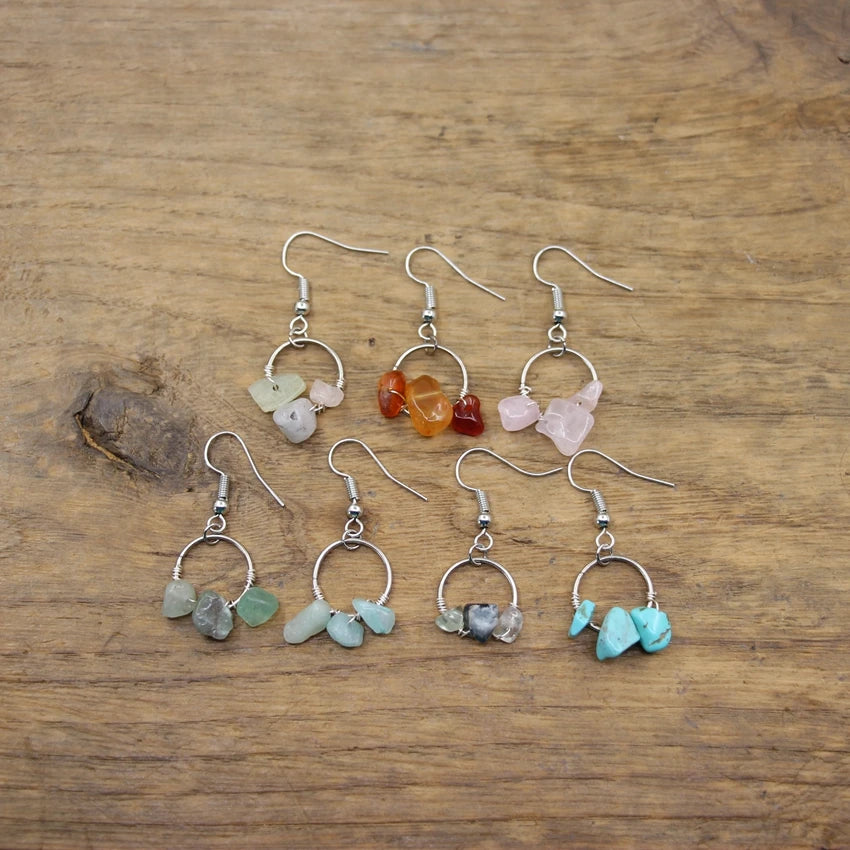 Bohemian Handmade Quartz Earrings | Raw Natural Stone