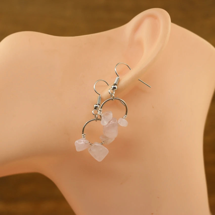 Bohemian Handmade Quartz Earrings | Raw Natural Stone