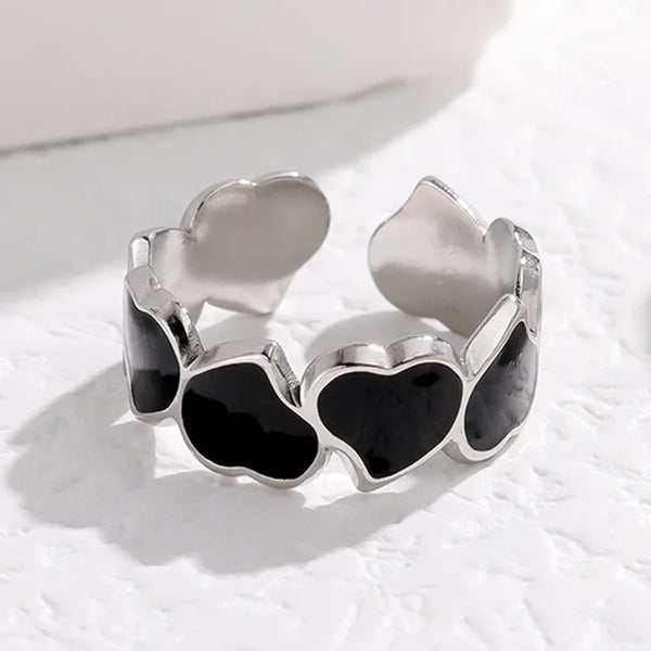 Bohemia Herz-Edelstahlringe für Frauen Mädchen ästhetischer offener Fingerring Modeschmuck Verlobungsringe für Frauen