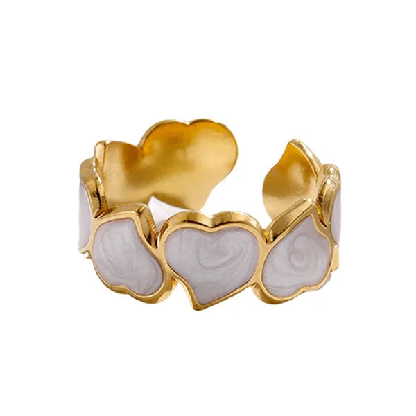 Bohemia Herz-Edelstahlringe für Frauen Mädchen ästhetischer offener Fingerring Modeschmuck Verlobungsringe für Frauen