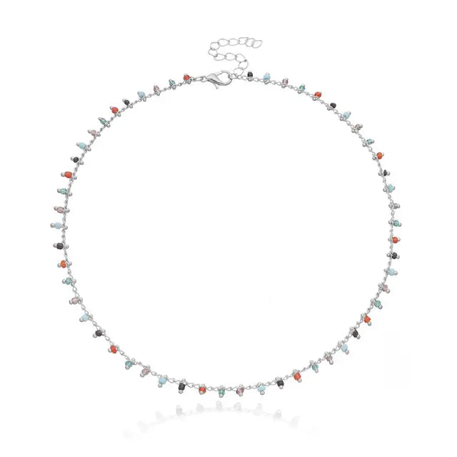 Bunte Bohemia Perlen Choker Halskette für Frauen | Modische Bohemian Perlenkette