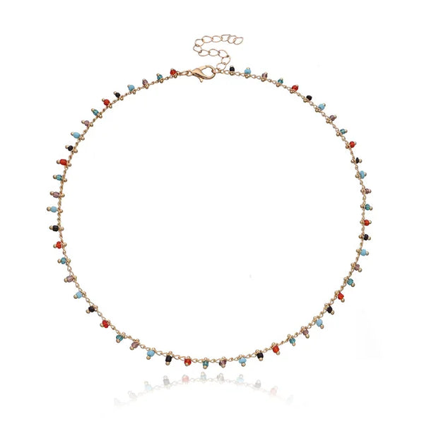Bunte Bohemia Perlen Choker Halskette für Frauen | Modische Bohemian Perlenkette
