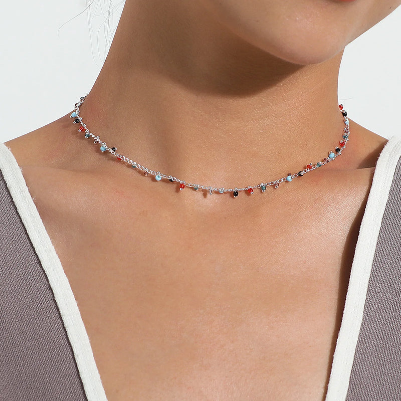Bunte Bohemia Perlen Choker Halskette für Frauen | Modische Bohemian Perlenkette