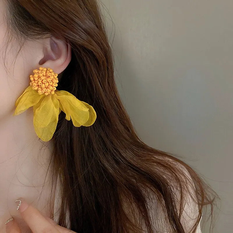 Blumenohrringe für Frauen | Dopamin Schmuck | Bohemian Blume | Hängende Ohrringe