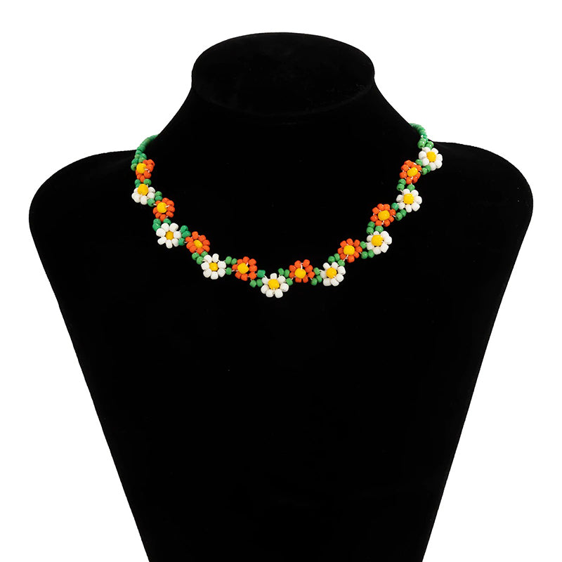 Bohemian Handgefertigt Farbenfrohe Florale Gänseblümchen Perlen Halsketten Halsketten