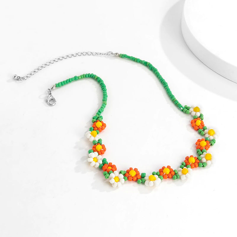 Bohemian Handgefertigt Farbenfrohe Florale Gänseblümchen Perlen Halsketten Halsketten