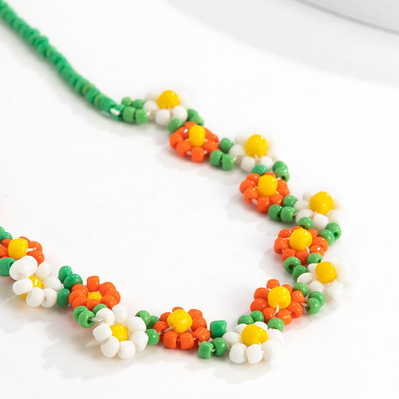 Bohemian Handgefertigt Farbenfrohe Florale Gänseblümchen Perlen Halsketten Halsketten