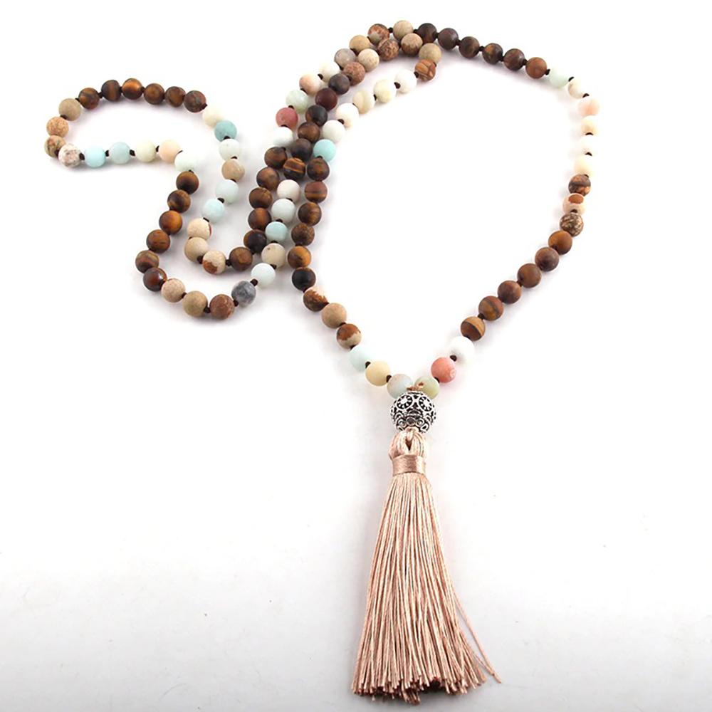 Bohemian Inspirierter Schmuck Mit Perlenstein Quasten Halskette