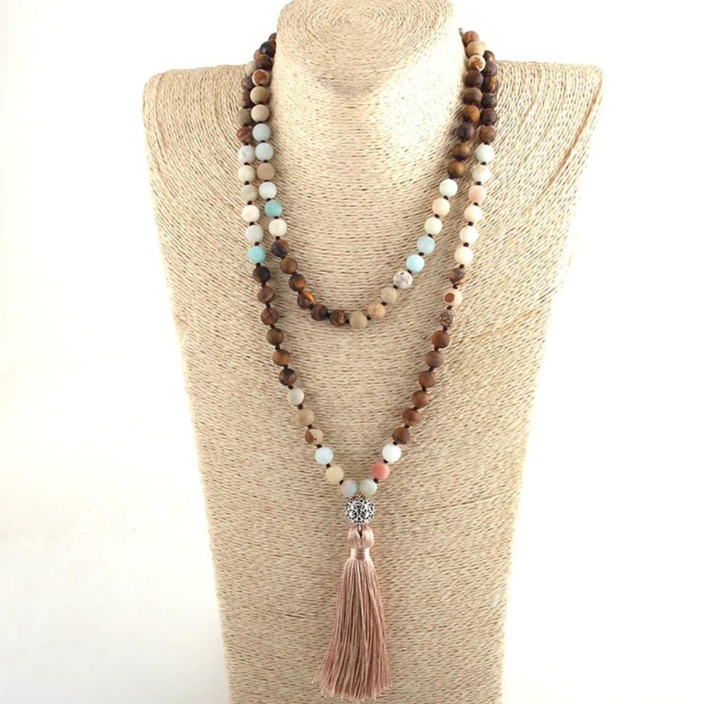Bohemian Inspirierter Schmuck Mit Perlenstein Quasten Halskette