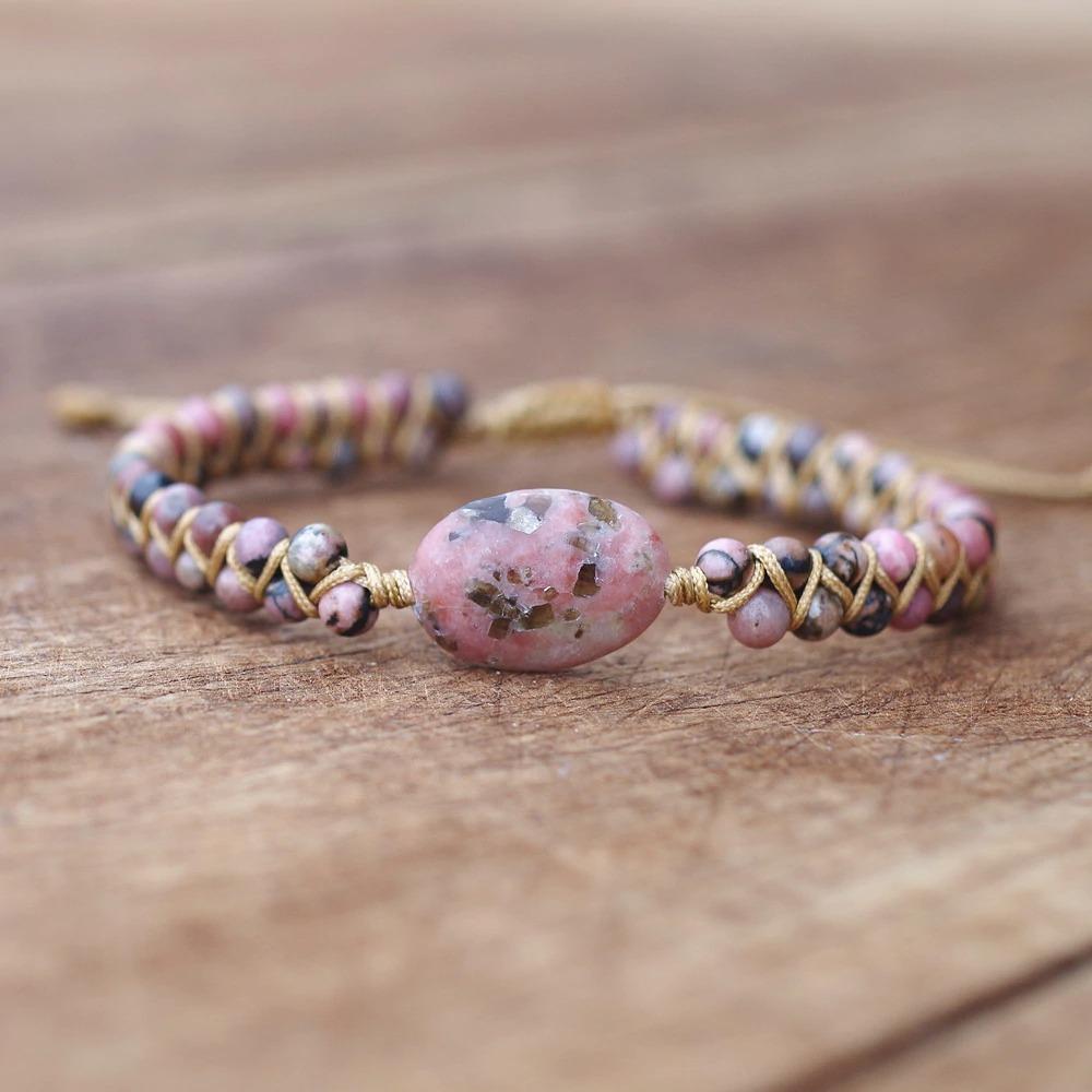 Bohemian Inspiriert Rose Pink Stone Charme Armband