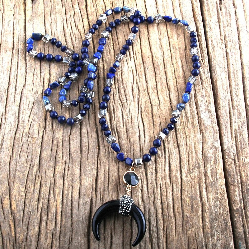 Bohemian Inspirierte Stammesox Horn Perlenkette