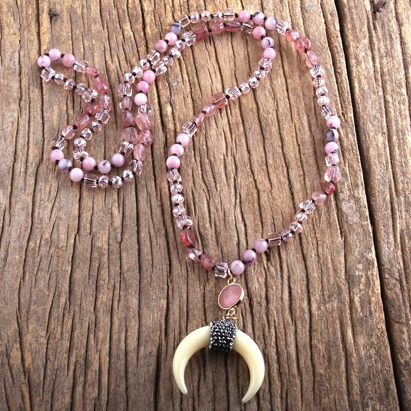 Bohemian Inspirierte Stammesox Horn Perlenkette