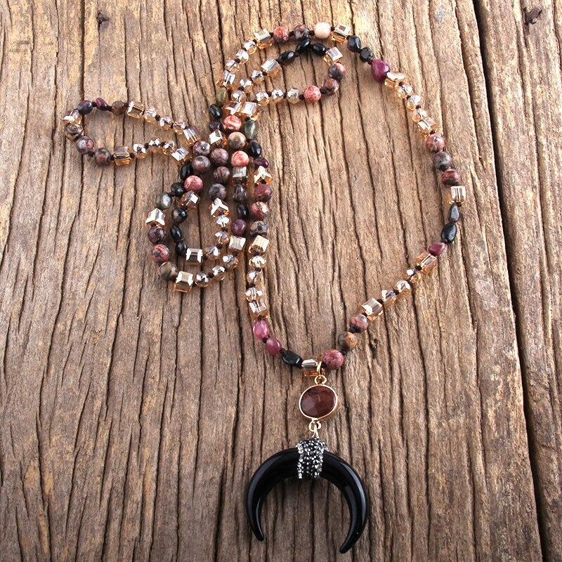 Bohemian Inspirierte Stammesox Horn Perlenkette