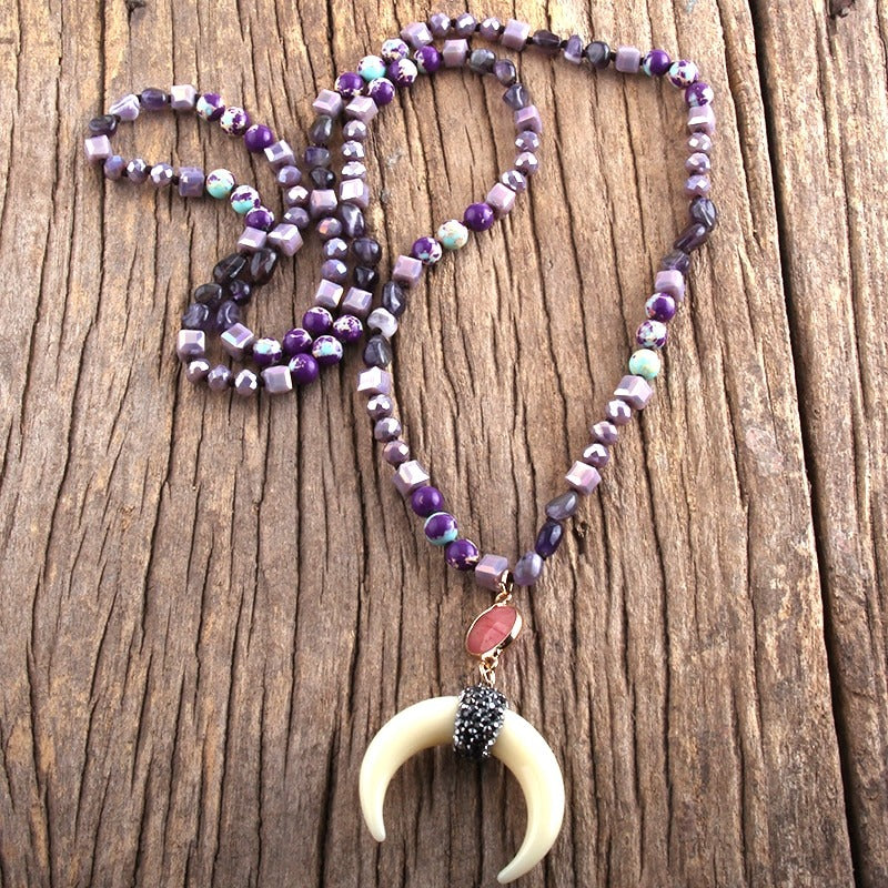 Bohemian Inspirierte Stammesox Horn Perlenkette