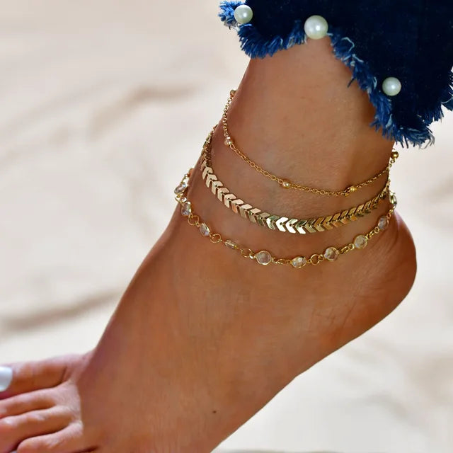 Bohemian Charm Ankle Bracelet for Women | Boho Anklet with Heart Pendant