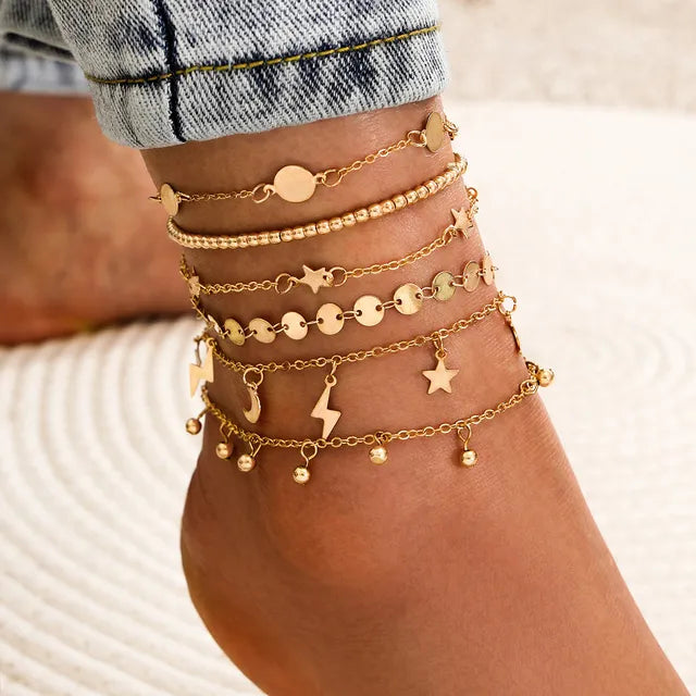 Bohemian Charm Ankle Bracelet for Women | Boho Anklet with Heart Pendant