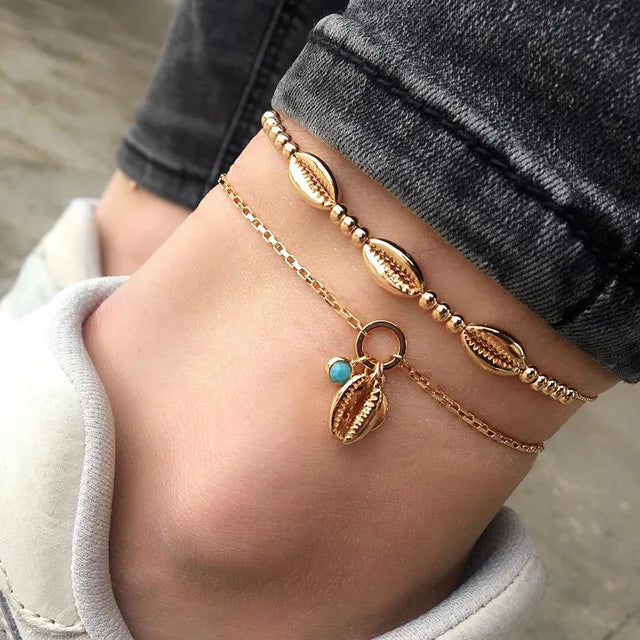 Bohemian Charm Ankle Bracelet for Women | Boho Anklet with Heart Pendant
