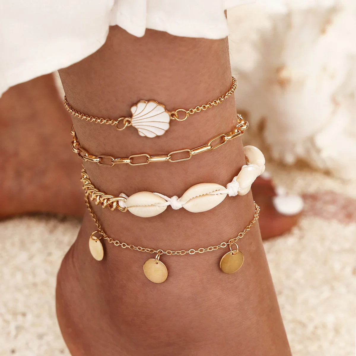 Bohemian Charm Ankle Bracelet for Women | Boho Anklet with Heart Pendant