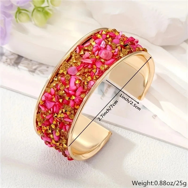 Böhmisches buntes Stein-Zirkon-breites Armreif-Manschettenarmband