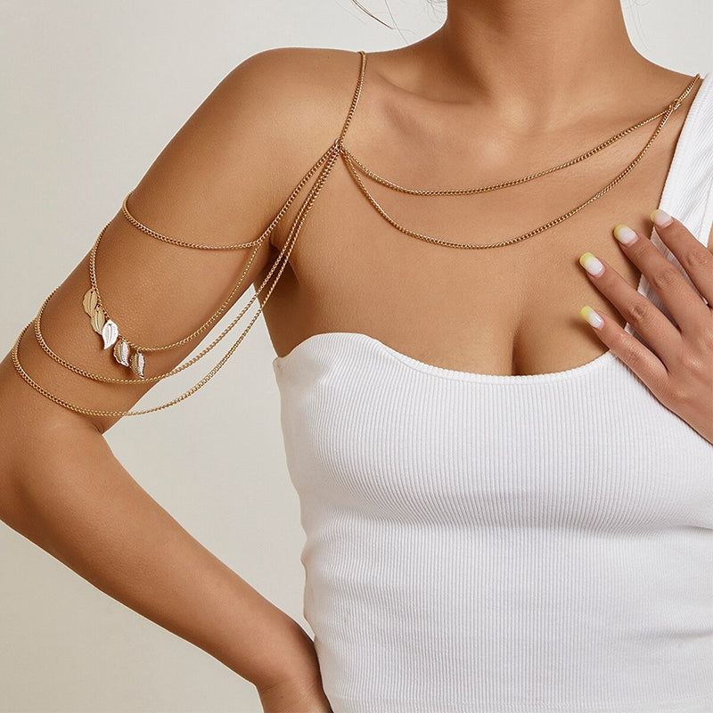 Böhmische Blatt Und Kette Quasten Oberarm Manschette Armreifen Verstellbare Armbänder