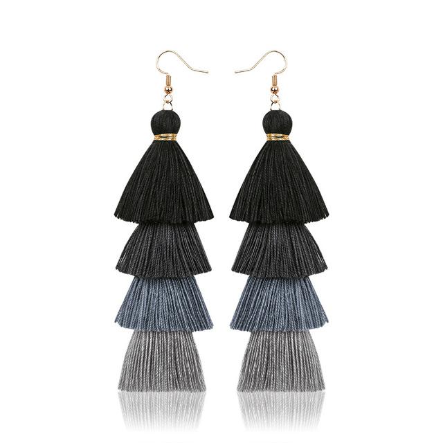 Bohemian Multi Layer Fringe Ombre Ohrringe