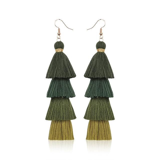 Bohemian Multi Layer Fringe Ombre Ohrringe