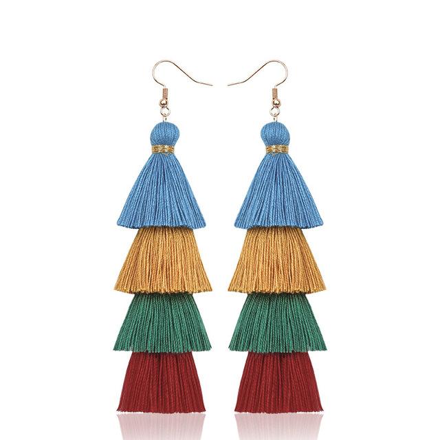 Bohemian Multi Layer Fringe Ombre Ohrringe