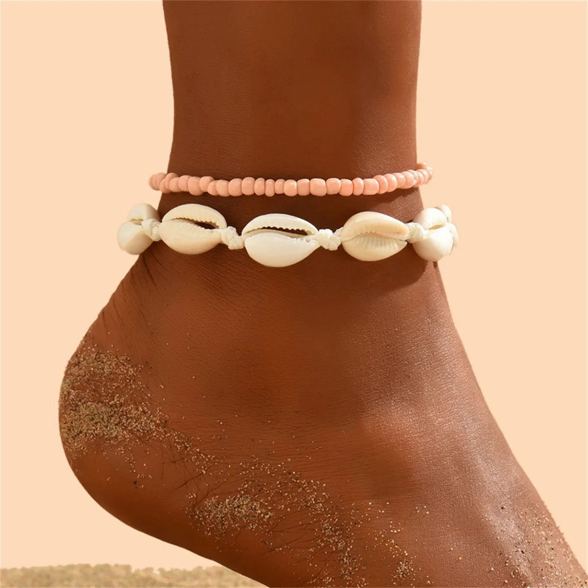 Bohemian Muschel Fußkettchen für Frauen Fußschmuck Sommer Strand Barfuß Armbänder Knöchel an Bein Kette Knöchelriemen Accessoires