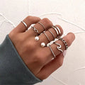 Vintage Bohemian Ring Set for Women with Geometric Star Design
