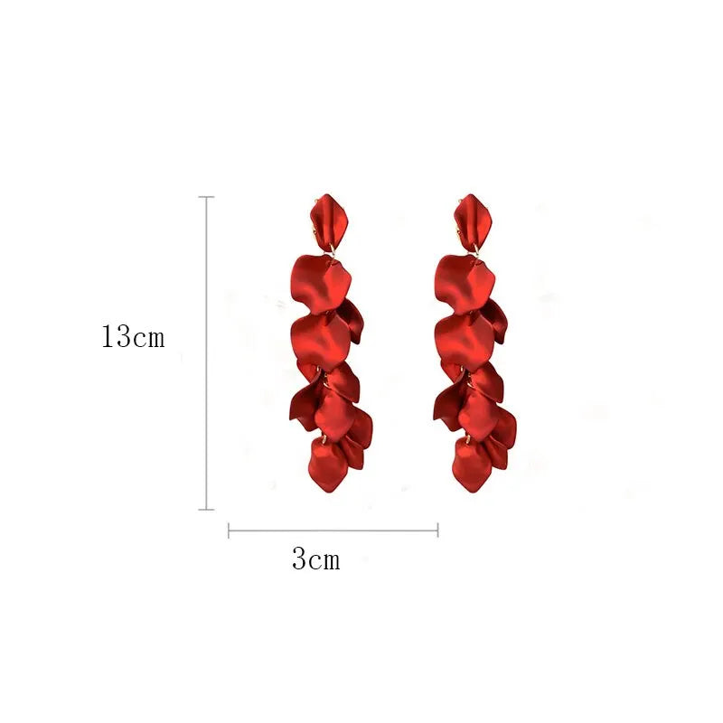 Bohemian Rose Flower Earrings | Long Dangle Drop Earrings