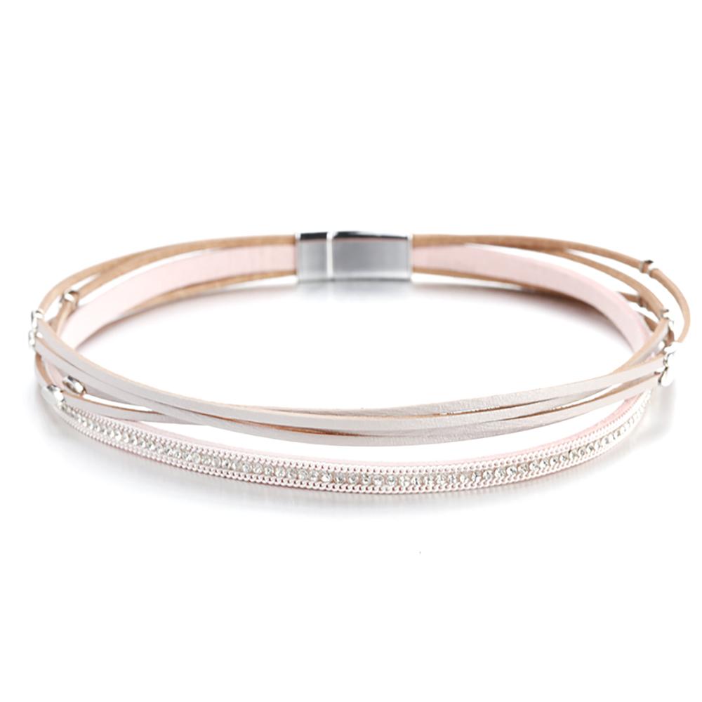 Böhmischer Stil Multi Layer Leder Wrap Armbänder Mit Blattbrandkristallen