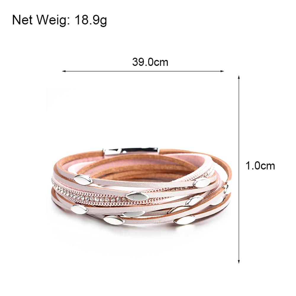 Böhmischer Stil Multi Layer Leder Wrap Armbänder Mit Blattbrandkristallen