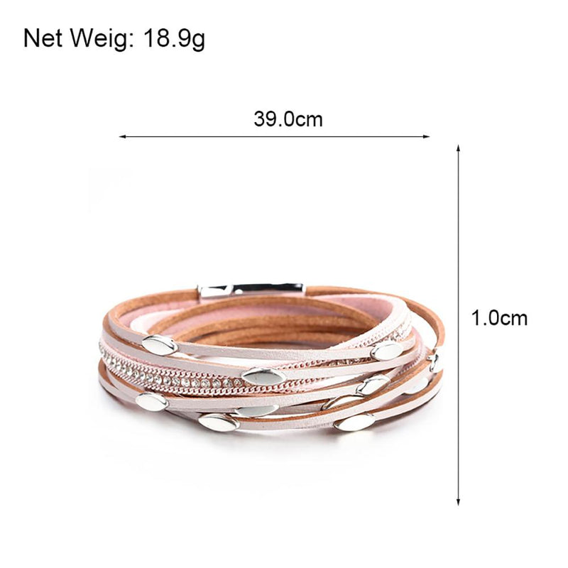 Böhmischer Stil Multi Layer Leder Wrap Armbänder Mit Blattbrandkristallen