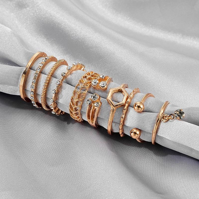 Böhmischer Stil Mehrere Geometrische Ringe Set