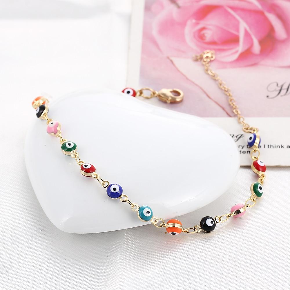 Böhmischer Stil Mit Farbenfrohen Türkischen Augen Fußkettchen Armbändern