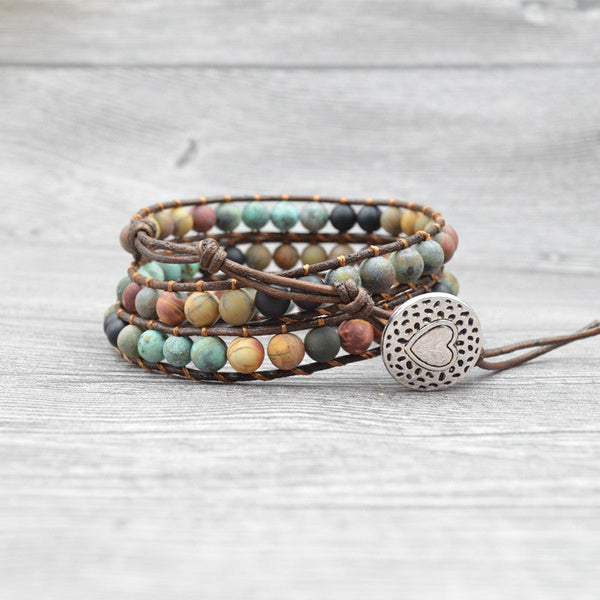 Böhmisches Perlen-Lederarmband