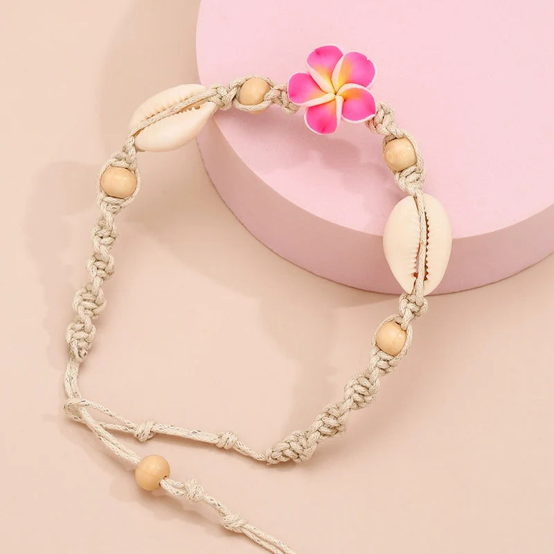 Boho Blumen gewebtes Fußkettchen für Frauen - Strand Fußkette Schmuck