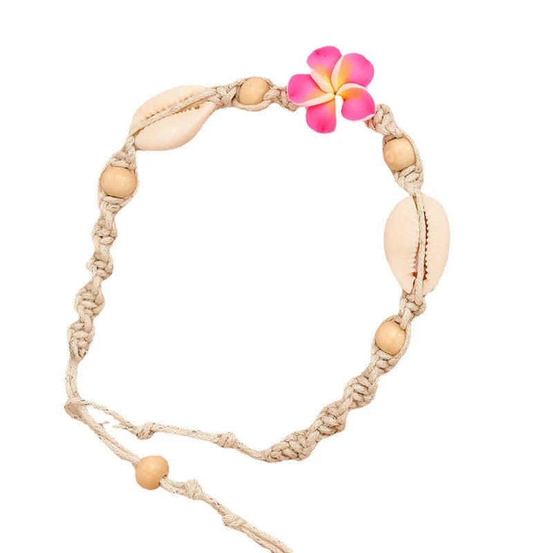 Boho Blumen gewebtes Fußkettchen für Frauen - Strand Fußkette Schmuck