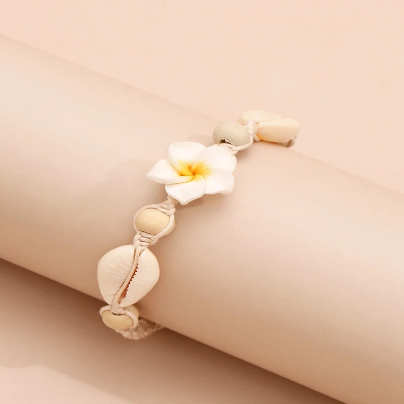 Boho Blumen gewebtes Fußkettchen für Frauen - Strand Fußkette Schmuck