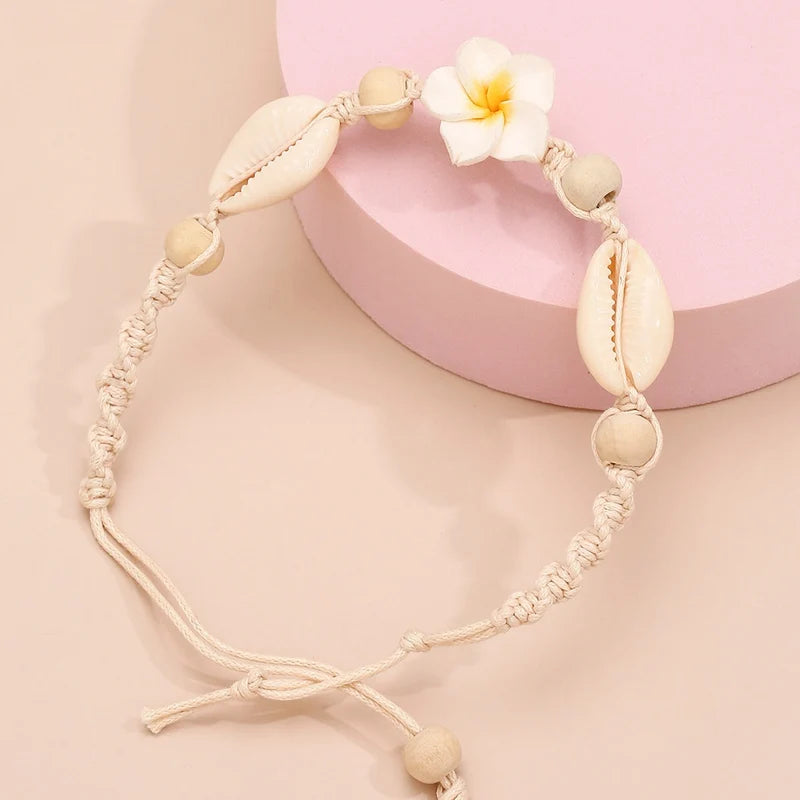 Boho Blumen gewebtes Fußkettchen für Frauen - Strand Fußkette Schmuck