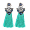 Boho Chic Blume Strass Mit Lebendigen Langen Quasten Bolzenohrringen