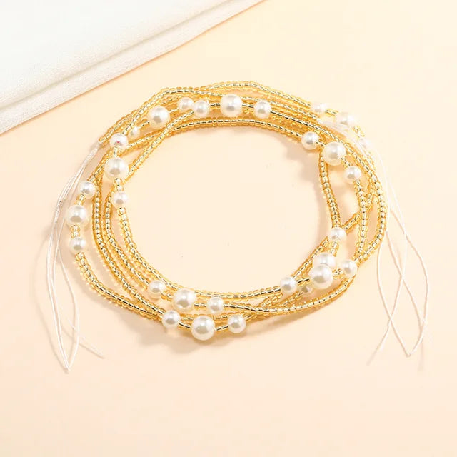 Bunte Perlen Bauchketten für Frauen in Übergröße, afrikanischer Stil, nicht dehnbar, zum Binden, Sommer Bikini Strandkörperschmuck