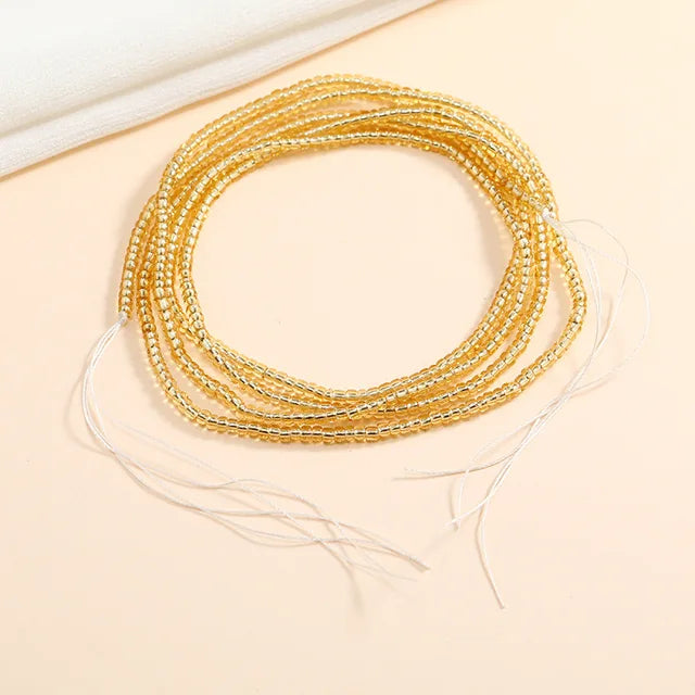 Bunte Perlen Bauchketten für Frauen in Übergröße, afrikanischer Stil, nicht dehnbar, zum Binden, Sommer Bikini Strandkörperschmuck