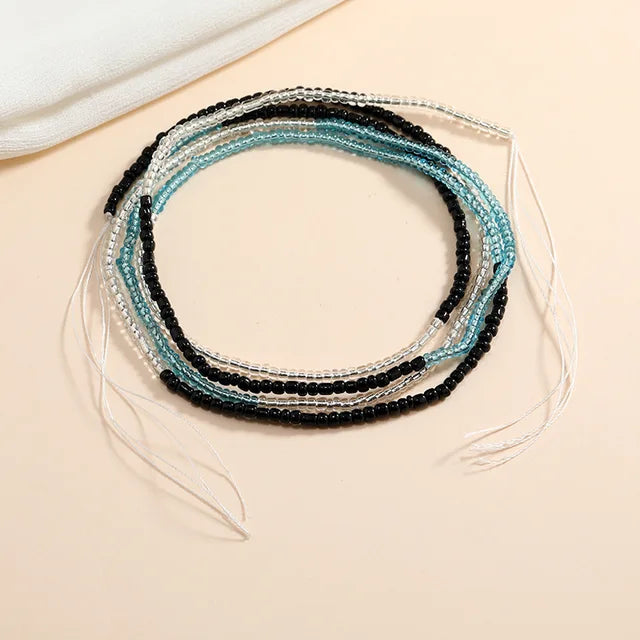 Bunte Perlen Bauchketten für Frauen in Übergröße, afrikanischer Stil, nicht dehnbar, zum Binden, Sommer Bikini Strandkörperschmuck