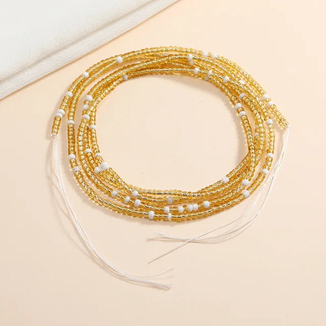 Bunte Perlen Bauchketten für Frauen in Übergröße, afrikanischer Stil, nicht dehnbar, zum Binden, Sommer Bikini Strandkörperschmuck