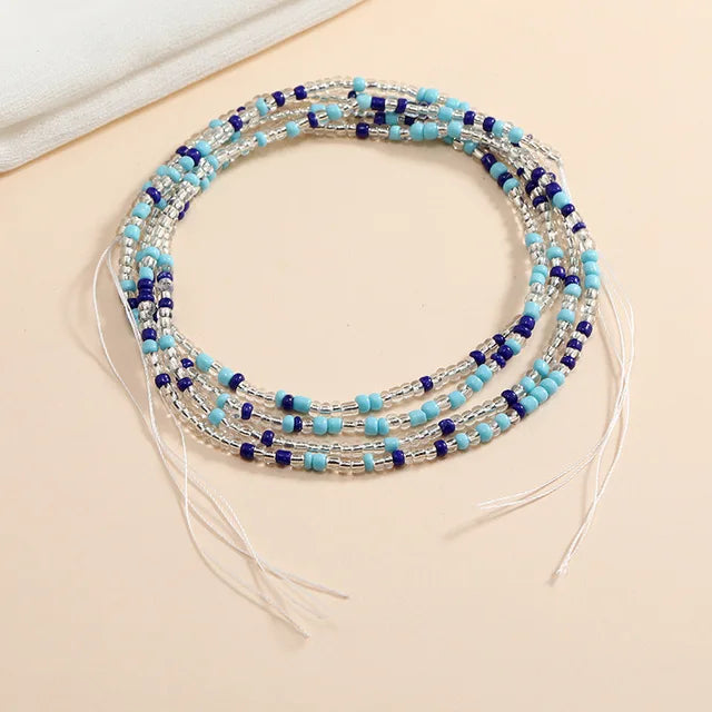 Bunte Perlen Bauchketten für Frauen in Übergröße, afrikanischer Stil, nicht dehnbar, zum Binden, Sommer Bikini Strandkörperschmuck