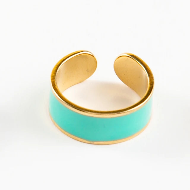 Bunte Emaille Ringe für Frauen aus Edelstahl - Verstellbare offene Ringe - Ästhetischer Damenschmuck - Geschenke für Frauen