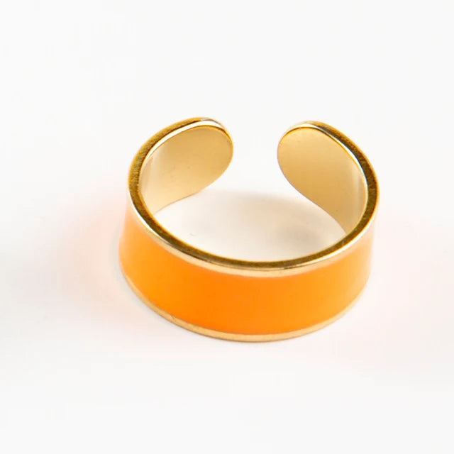 Bunte Emaille Ringe für Frauen aus Edelstahl - Verstellbare offene Ringe - Ästhetischer Damenschmuck - Geschenke für Frauen
