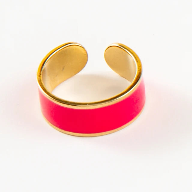 Bunte Emaille Ringe für Frauen aus Edelstahl - Verstellbare offene Ringe - Ästhetischer Damenschmuck - Geschenke für Frauen