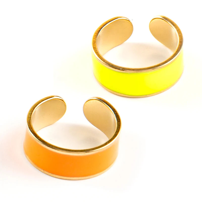 Bunte Emaille Ringe für Frauen aus Edelstahl - Verstellbare offene Ringe - Ästhetischer Damenschmuck - Geschenke für Frauen